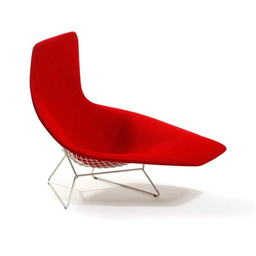 Bertoia Assymetric Chaise in red