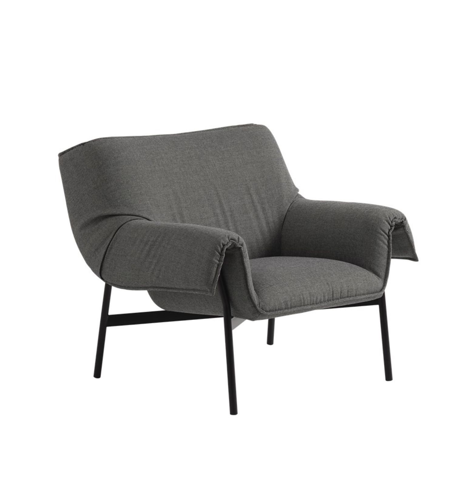 Wrap Lounge Chair od Muuto szara tapicerka czarne nogi